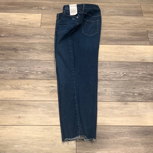 PR: Distressed Calvin Klein High Rise Straight Jeans With Raw Hem Dark - Picture 6 of 14